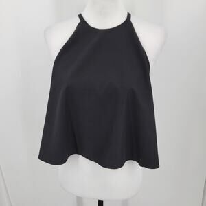 Tobi Top Womens Large Black Crop Swing Tank Keyhole Back Sleeveless